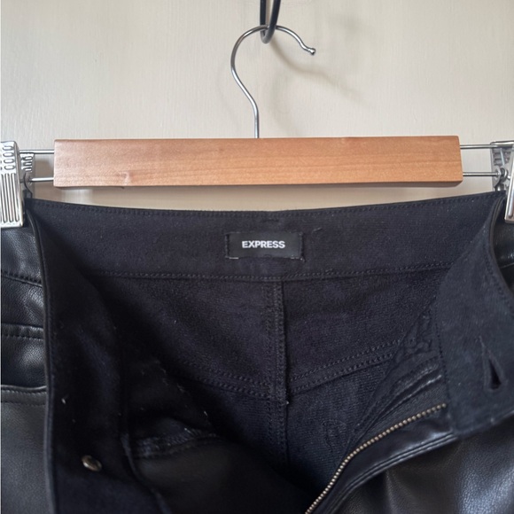 Express Super High Waisted Faux Leather Modern Straight Pant - Picture 3 of 7